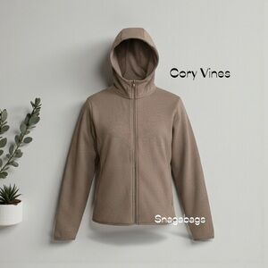 Cory Vines NWT Men’s Heavy Weight zip up Hooded Sweatshirt Taupe Small